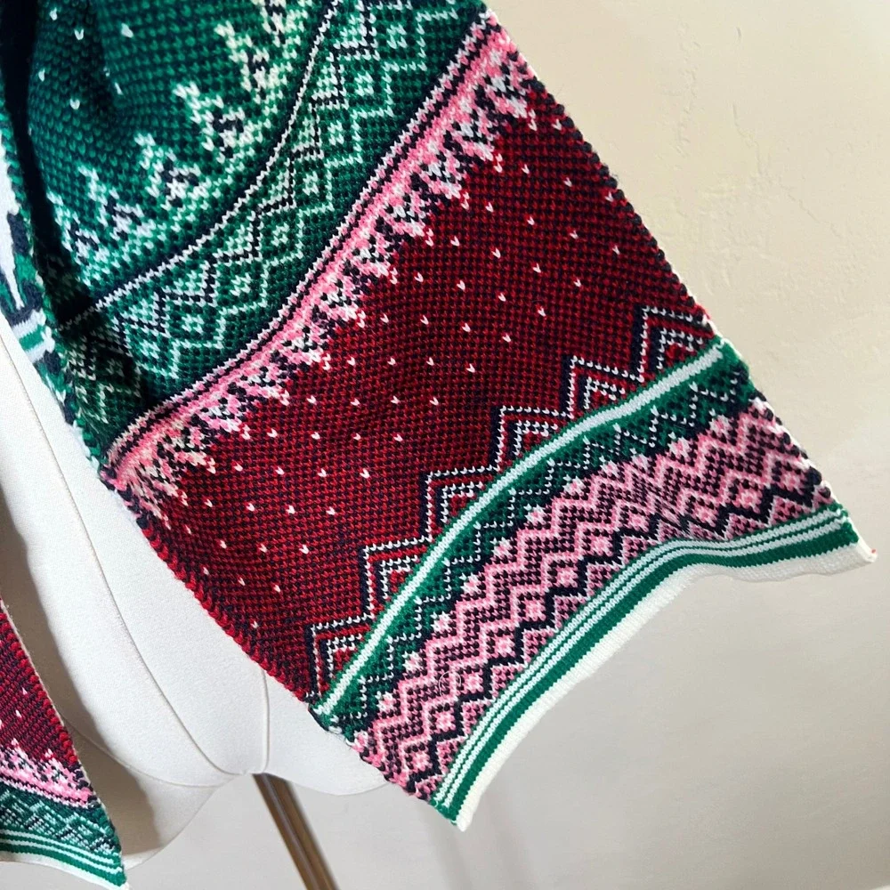 Gap Scarf Fair Isle‎ Scarf Unisex White Green Knit Holiday Winter Festive